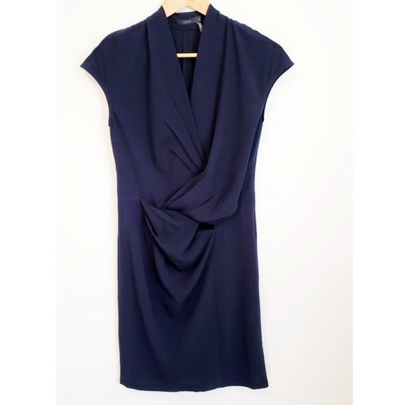 NWOT THML blue dress Medium fits small robe bleu marine - Picture 2 of 8